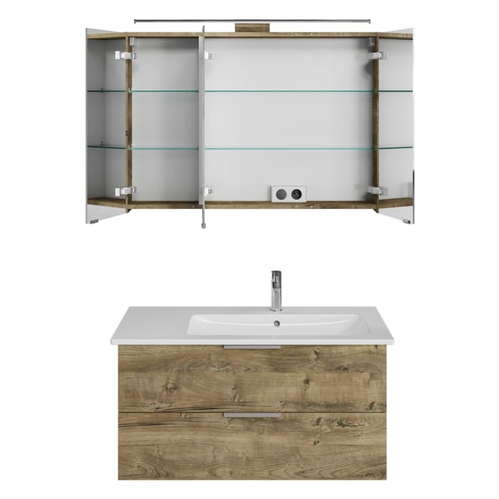 Steinkamp Living 2.0 / Villeroy & Boch Venticello Badmöbel Set 100 cm mit Spiegelschrank