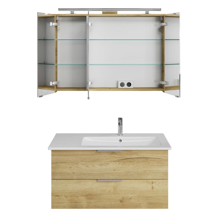 Steinkamp Living 2.0 / Villeroy & Boch Venticello Badmöbel Set 100 cm mit Spiegelschrank