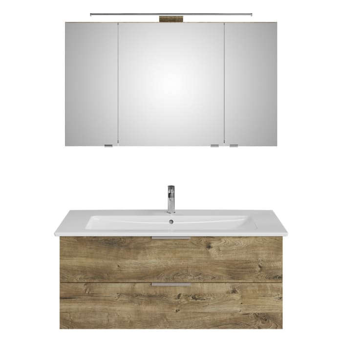 Steinkamp Living 2.0 / Villeroy & Boch Venticello Badmöbel Set 120 cm mit Spiegelschrank, 3 Türen