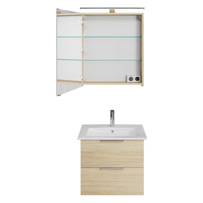 Steinkamp Living 2.0 / Villeroy & Boch Venticello Badmöbel Set 60 cm mit Spiegelschrank