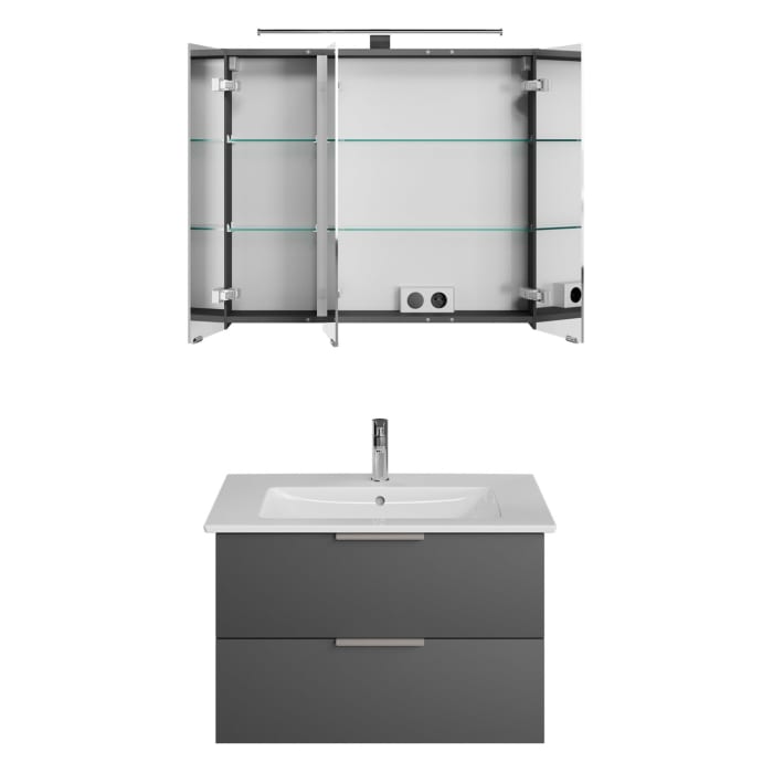 Steinkamp Living 2.0 / Villeroy & Boch Venticello Badmöbel Set 80 cm mit Spiegelschrank