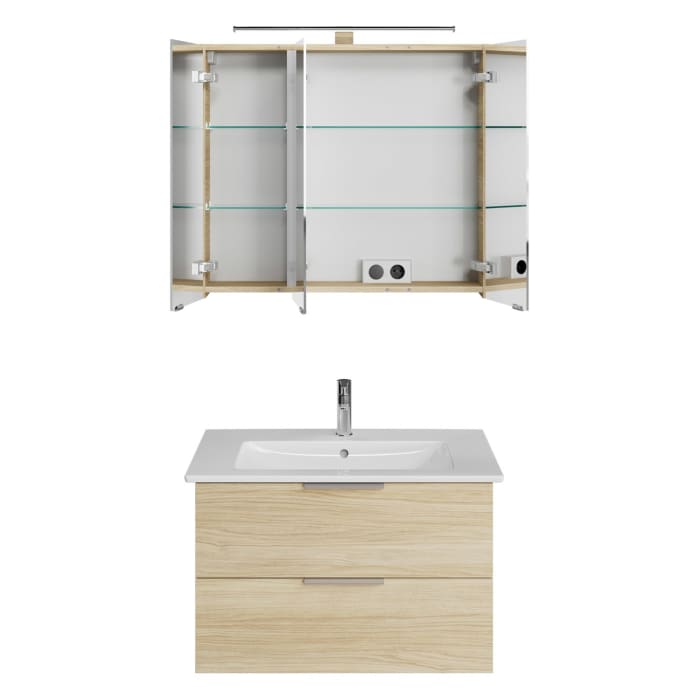 Steinkamp Living 2.0 / Villeroy & Boch Venticello Badmöbel Set 80 cm mit Spiegelschrank