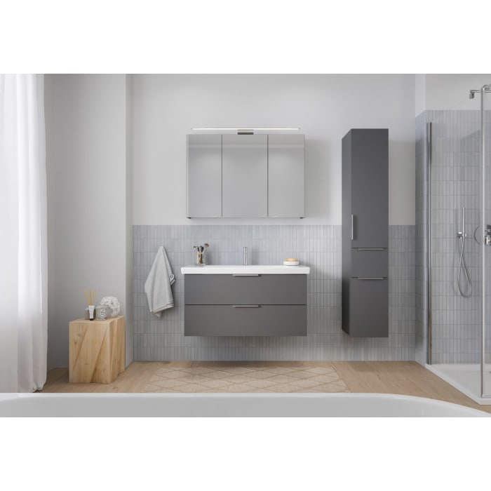 Steinkamp Living 2.0 / Villeroy & Boch Subway 3.0 Badmöbel Set 100 cm mit Spiegelschrank