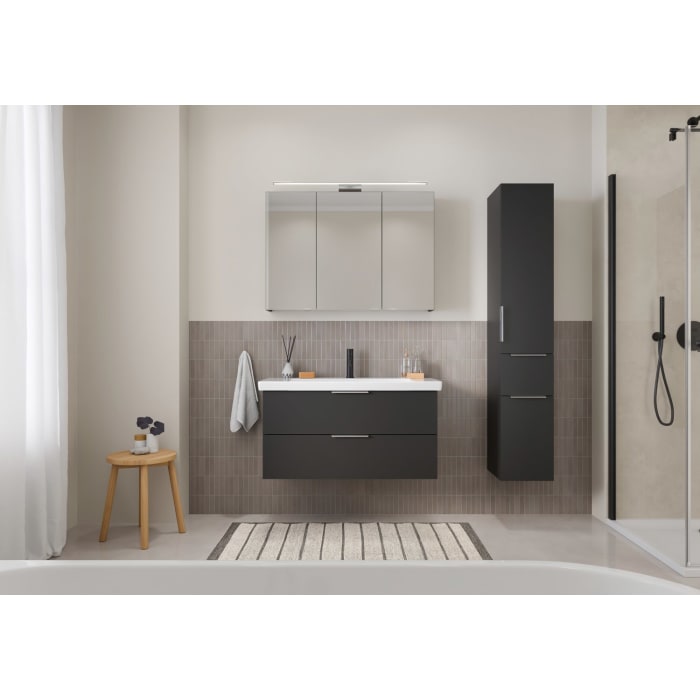 Steinkamp Living 2.0 / Villeroy & Boch Subway 3.0 Badmöbel Set 100 cm mit Spiegelschrank