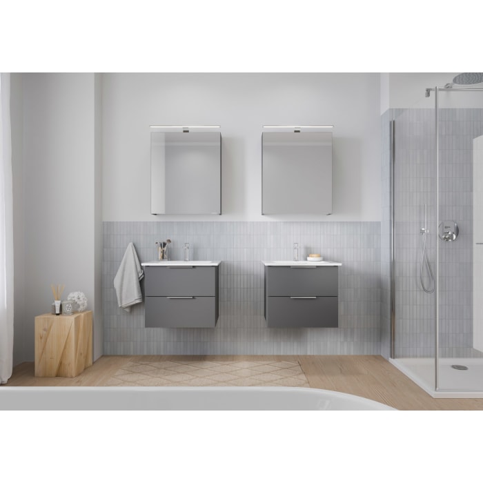 Steinkamp Living 2.0 / Villeroy & Boch Venticello Badmöbel Set 60 cm mit Spiegelschrank
