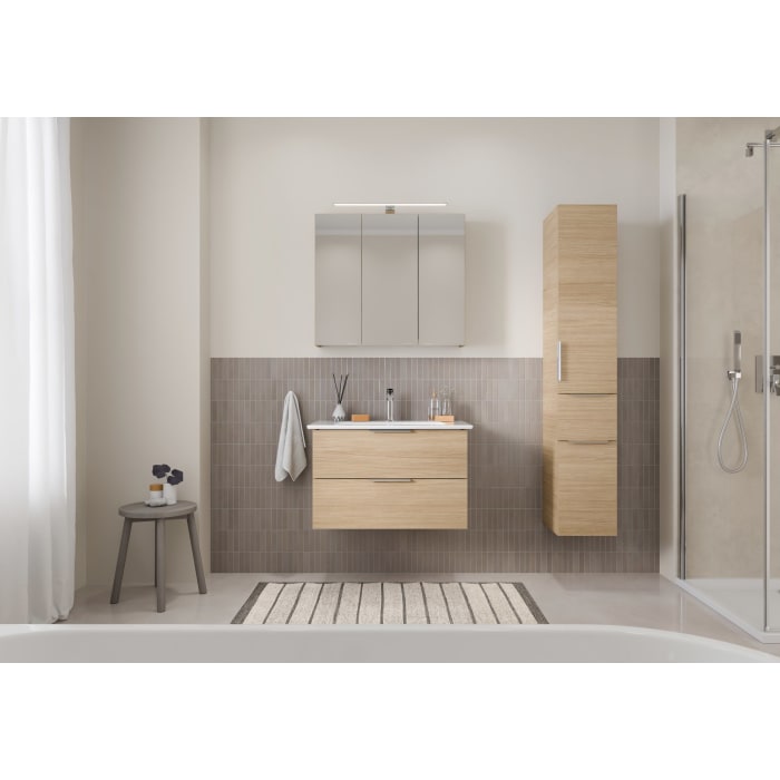 Steinkamp Living 2.0 / Villeroy & Boch Venticello Badmöbel Set 80 cm mit Spiegelschrank