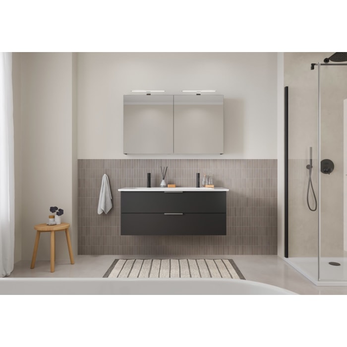 Steinkamp Living 2.0 / Villeroy & Boch Venticello Badmöbel Set 120 cm mit Spiegelschrank, 2 Türen
