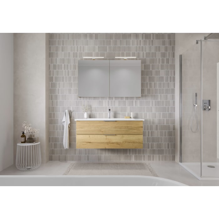 Steinkamp Living 2.0 / Villeroy & Boch Venticello Badmöbel Set 120 cm mit Spiegelschrank, 2 Türen