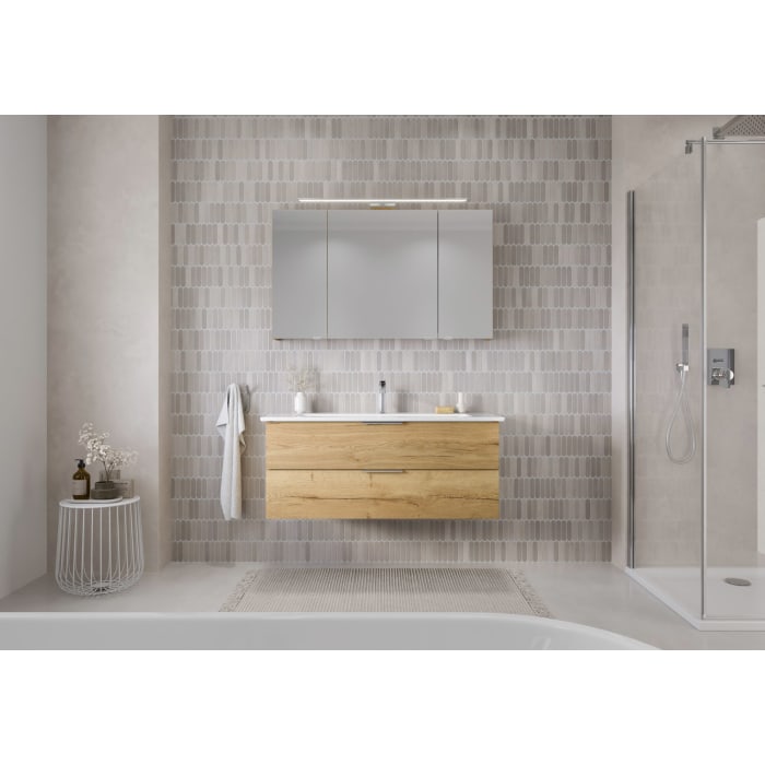 Steinkamp Living 2.0 / Villeroy & Boch Venticello Badmöbel Set 120 cm mit Spiegelschrank, 3 Türen