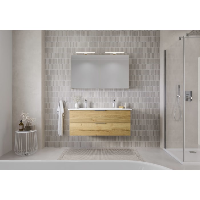 Steinkamp Living 2.0 / Villeroy & Boch Venticello Badmöbel Set 120 cm mit Spiegelschrank, 2 Türen