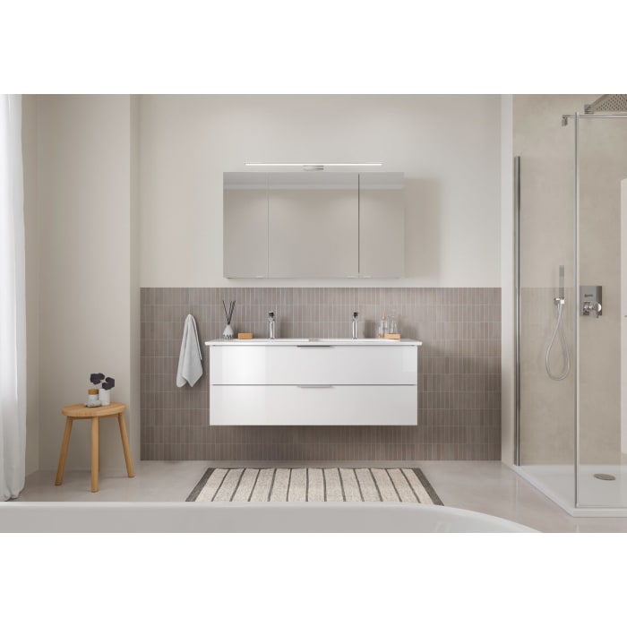 Steinkamp Living 2.0 / Villeroy & Boch Venticello Badmöbel Set 130 cm mit Spiegelschrank, 3 Türen