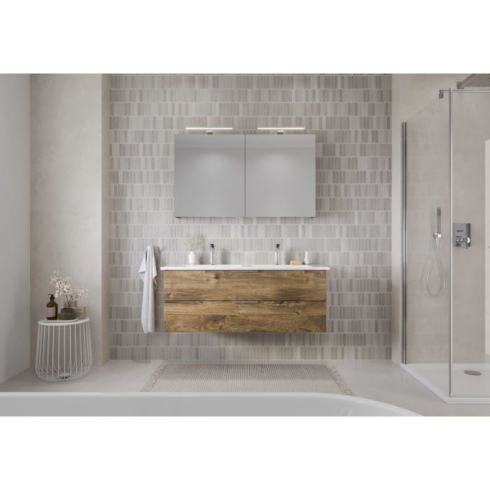 Steinkamp Living 2.0 / Villeroy & Boch Venticello Badmöbel Set 130 cm mit Spiegelschrank, 2 Türen