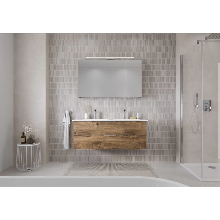 Steinkamp Living 2.0 / Villeroy & Boch Venticello Badmöbel Set 130 cm mit Spiegelschrank, 3 Türen