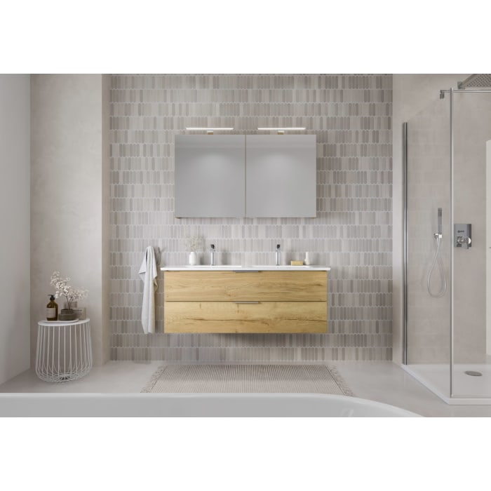 Steinkamp Living 2.0 / Villeroy & Boch Venticello Badmöbel Set 130 cm mit Spiegelschrank, 2 Türen