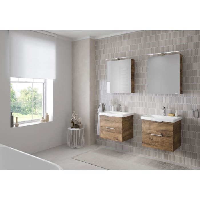 Steinkamp Living 2.0 / Villeroy & Boch Subway 3.0 Badmöbel Set 60 cm mit Spiegelschrank