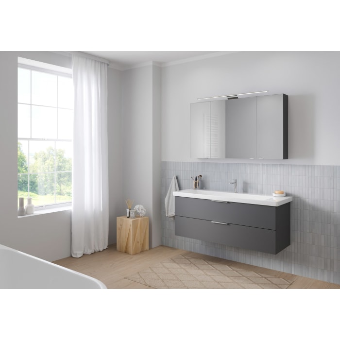 Steinkamp Living 2.0 / Villeroy & Boch Subway 3.0 Badmöbel Set 130 cm mit Spiegelschrank, 3 Türen