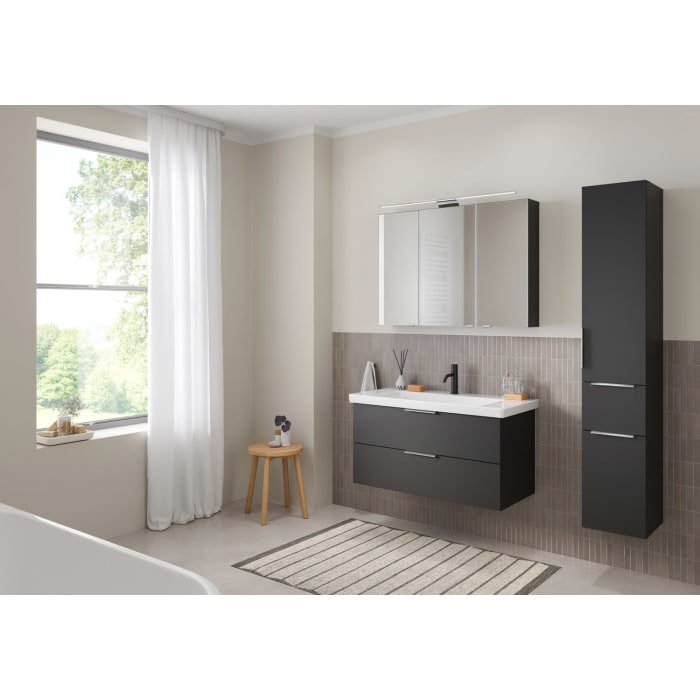Steinkamp Living 2.0 / Villeroy & Boch Subway 3.0 Badmöbel Set 100 cm mit Spiegelschrank