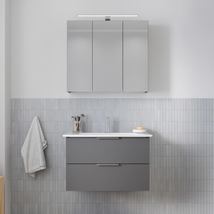 Steinkamp Living 2.0 / Villeroy & Boch Venticello Badmöbel Set 80 cm mit Spiegelschrank