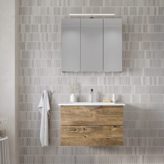 Steinkamp Living 2.0 / Villeroy & Boch Venticello Badmöbel Set 80 cm mit Spiegelschrank