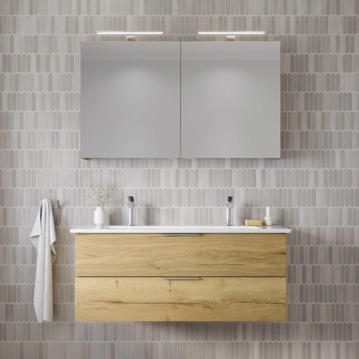 Steinkamp Living 2.0 / Villeroy & Boch Venticello Badmöbel Set 120 cm mit Spiegelschrank, 2 Türen