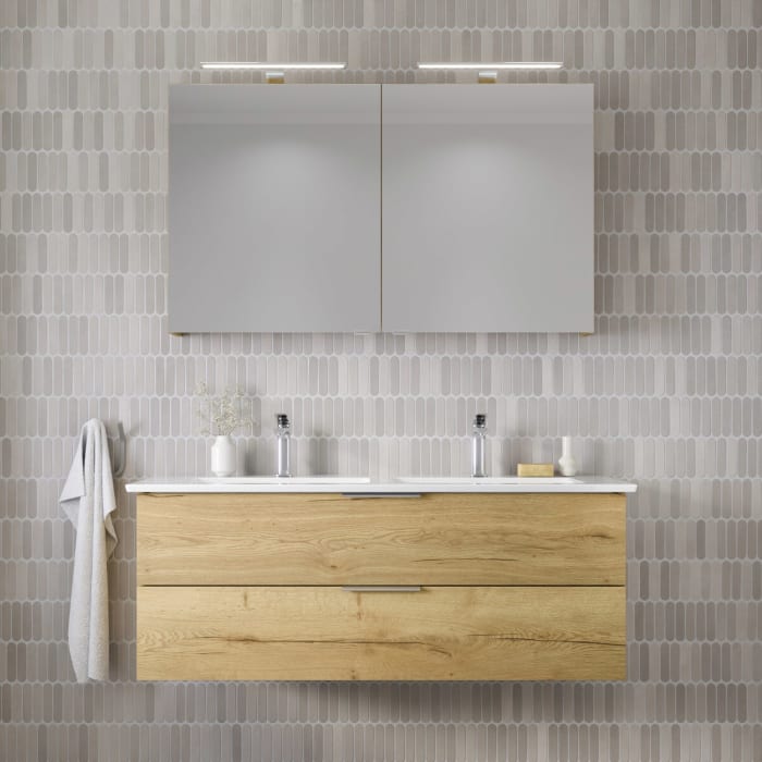 Steinkamp Living 2.0 / Villeroy & Boch Venticello Badmöbel Set 130 cm mit Spiegelschrank, 2 Türen