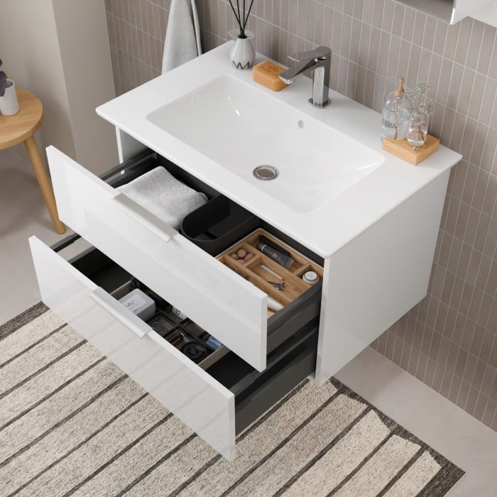 Steinkamp Living 2.0 / Villeroy & Boch Venticello Badmöbel Set 80 cm mit Spiegelschrank