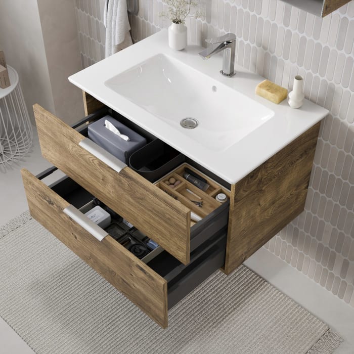 Steinkamp Living 2.0 / Villeroy & Boch Venticello Badmöbel Set 80 cm mit Spiegelschrank