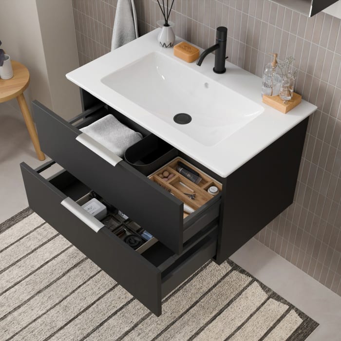 Steinkamp Living 2.0 / Villeroy & Boch Venticello Badmöbel Set 80 cm mit Spiegelschrank