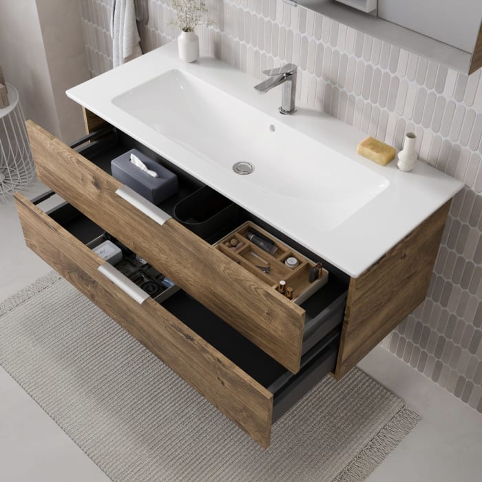 Steinkamp Living 2.0 / Villeroy & Boch Venticello Badmöbel Set 120 cm mit Spiegelschrank, 3 Türen