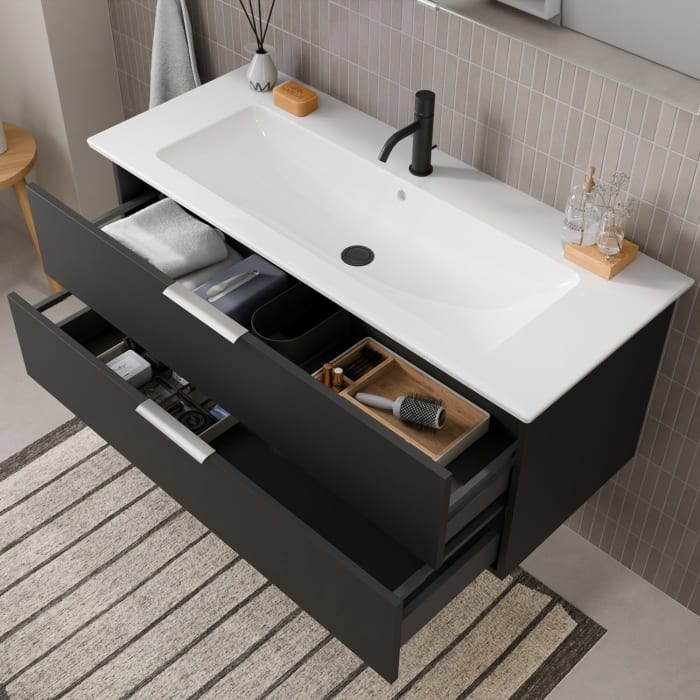 Steinkamp Living 2.0 / Villeroy & Boch Venticello Badmöbel Set 120 cm mit Spiegelschrank, 2 Türen