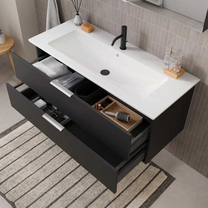 Steinkamp Living 2.0 / Villeroy & Boch Venticello Badmöbel Set 120 cm mit Spiegelschrank, 3 Türen