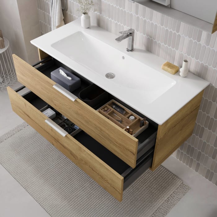 Steinkamp Living 2.0 / Villeroy & Boch Venticello Badmöbel Set 120 cm mit Spiegelschrank, 3 Türen