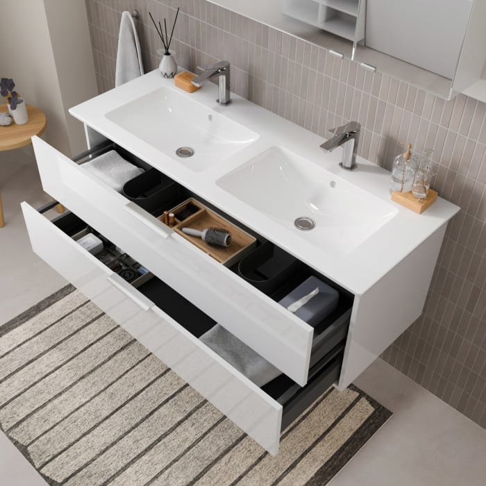 Steinkamp Living 2.0 / Villeroy & Boch Venticello Badmöbel Set 130 cm mit Spiegelschrank, 3 Türen