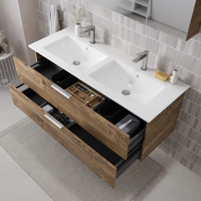 Steinkamp Living 2.0 / Villeroy & Boch Venticello Badmöbel Set 130 cm mit Spiegelschrank, 3 Türen