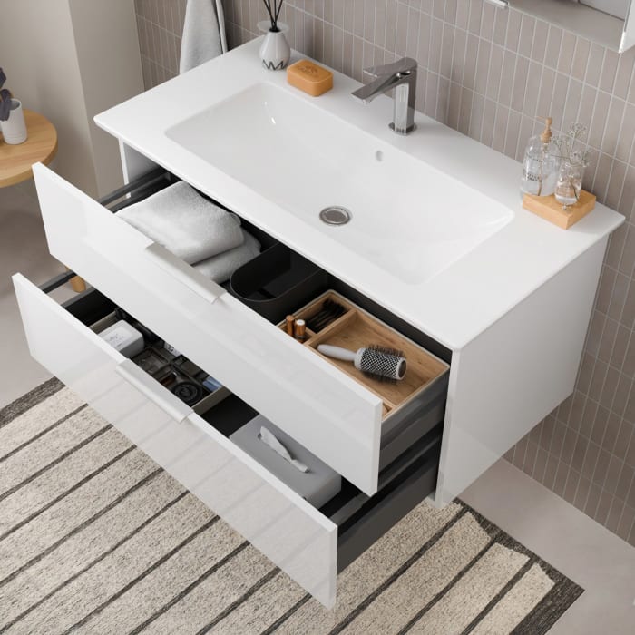 Steinkamp Living 2.0 / Villeroy & Boch Venticello Badmöbel Set 100 cm mit Spiegelschrank