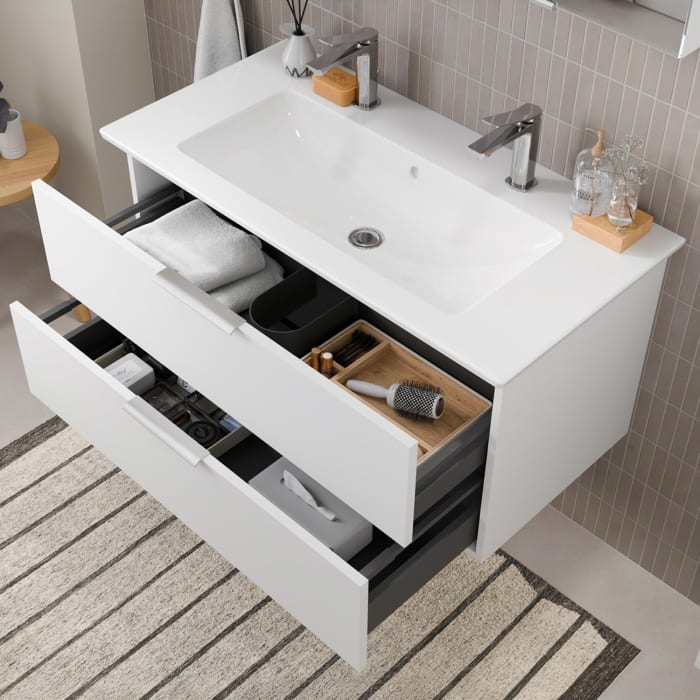 Steinkamp Living 2.0 / Villeroy & Boch Venticello Badmöbel Set 100 cm mit Spiegelschrank