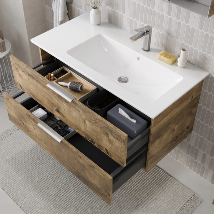 Steinkamp Living 2.0 / Villeroy & Boch Venticello Badmöbel Set 100 cm mit Spiegelschrank