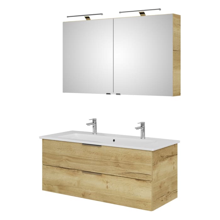 Steinkamp Living 2.0 / Villeroy & Boch Venticello Badmöbel Set 120 cm mit Spiegelschrank, 2 Türen