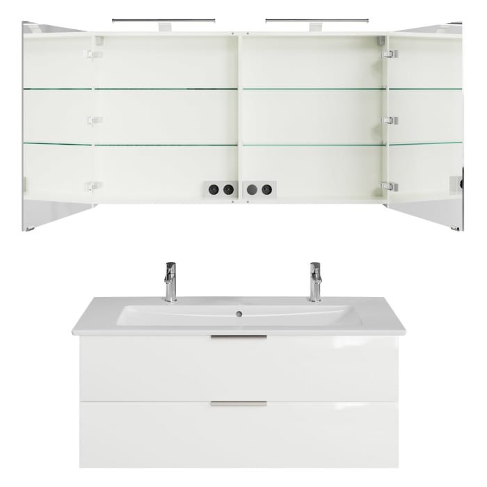 Steinkamp Living 2.0 / Villeroy & Boch Venticello Badmöbel Set 120 cm mit Spiegelschrank, 2 Türen