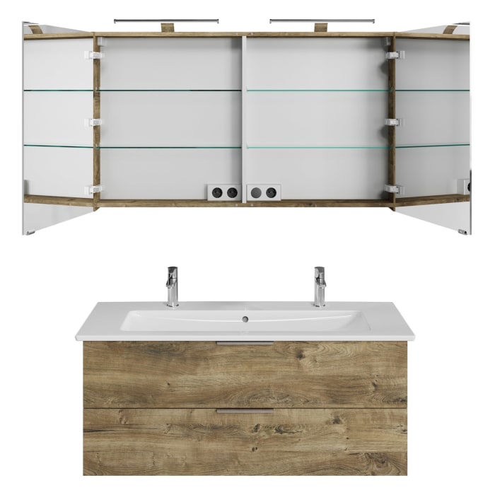 Steinkamp Living 2.0 / Villeroy & Boch Venticello Badmöbel Set 120 cm mit Spiegelschrank, 2 Türen