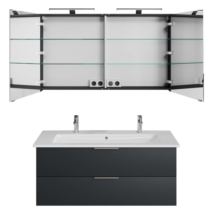 Steinkamp Living 2.0 / Villeroy & Boch Venticello Badmöbel Set 120 cm mit Spiegelschrank, 2 Türen