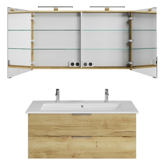 Steinkamp Living 2.0 / Villeroy & Boch Venticello Badmöbel Set 120 cm mit Spiegelschrank, 2 Türen