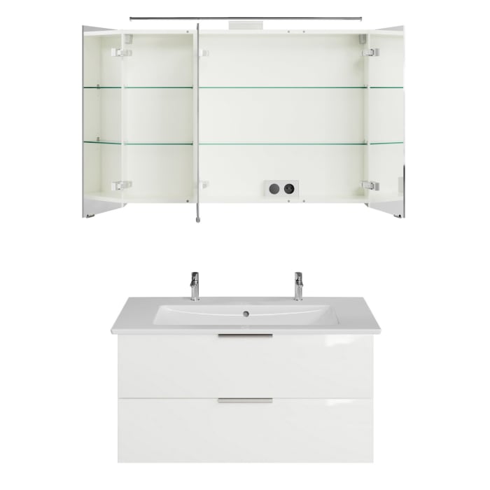 Steinkamp Living 2.0 / Villeroy & Boch Venticello Badmöbel Set 100 cm mit Spiegelschrank