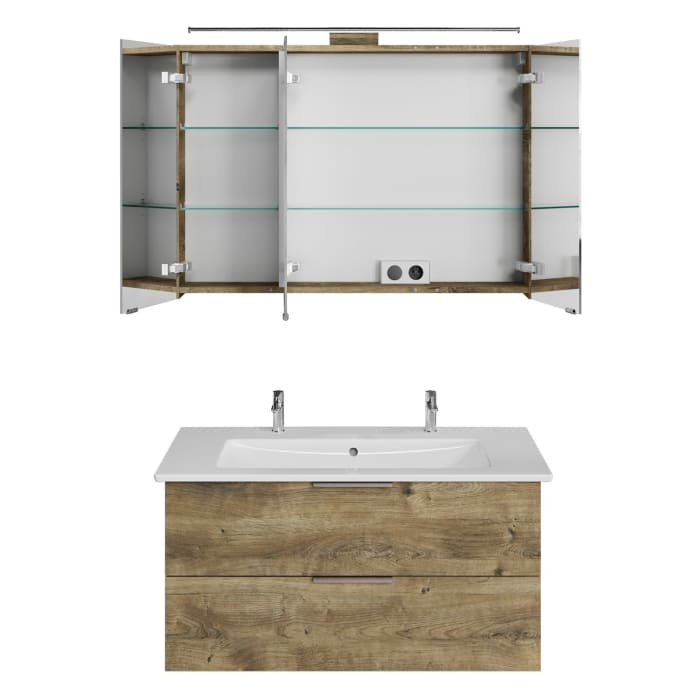 Steinkamp Living 2.0 / Villeroy & Boch Venticello Badmöbel Set 100 cm mit Spiegelschrank