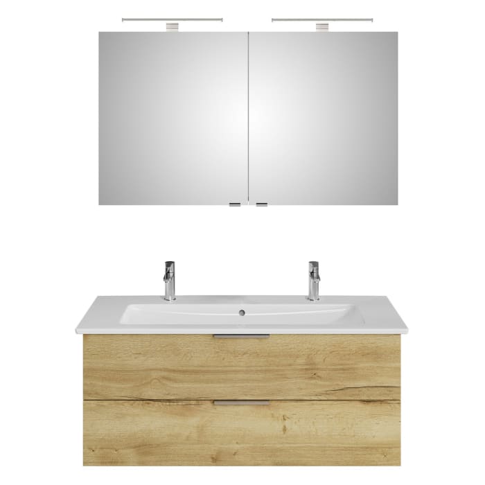 Steinkamp Living 2.0 / Villeroy & Boch Venticello Badmöbel Set 120 cm mit Spiegelschrank, 2 Türen