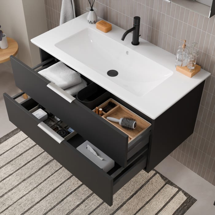 Steinkamp Living 2.0 / Villeroy & Boch Venticello Badmöbel Set 100 cm mit Spiegelschrank