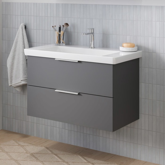Steinkamp Living 2.0 / Villeroy & Boch Subway 3.0 Waschtisch mit Unterschrank 80 cm