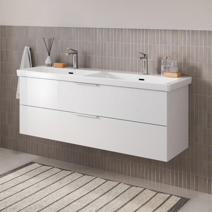 Steinkamp Living 2.0 / Villeroy & Boch Subway 3.0 Doppelwaschtisch mit Unterschrank 130 cm