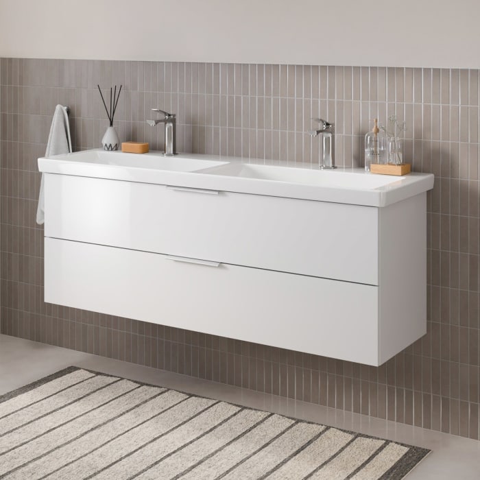Steinkamp Living 2.0 / Villeroy & Boch Subway 3.0 Doppelwaschtisch mit Unterschrank 130 cm