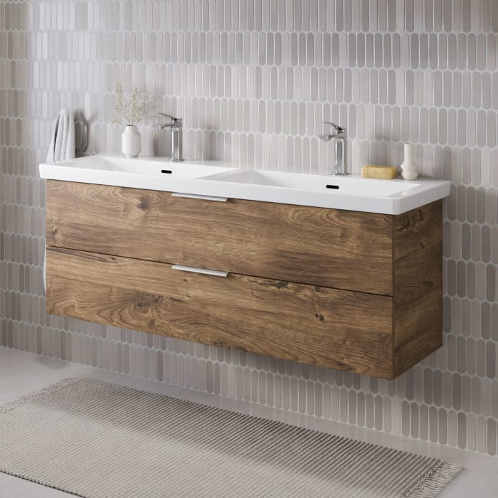Steinkamp Living 2.0 / Villeroy & Boch Subway 3.0 Doppelwaschtisch mit Unterschrank 130 cm